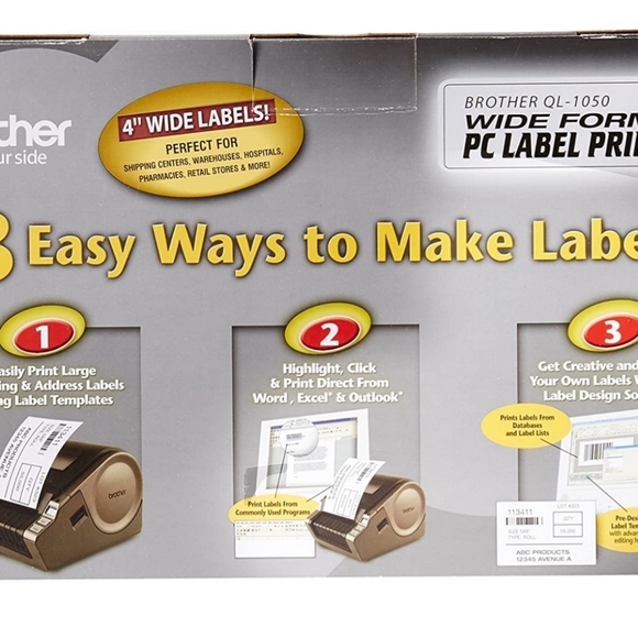 Brother QL-1050 WIDE FORMAT PROFESSIONAL LABEL PRINTER - Picture 5 of 13